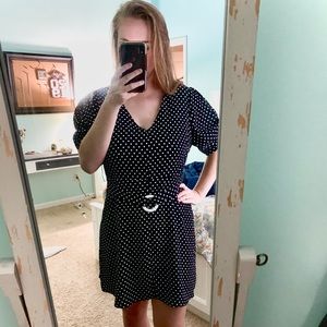 topshop black and white polka dot dress